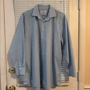 Michael Strahan Men's Checkered Button-Down Shirt - Blue and White